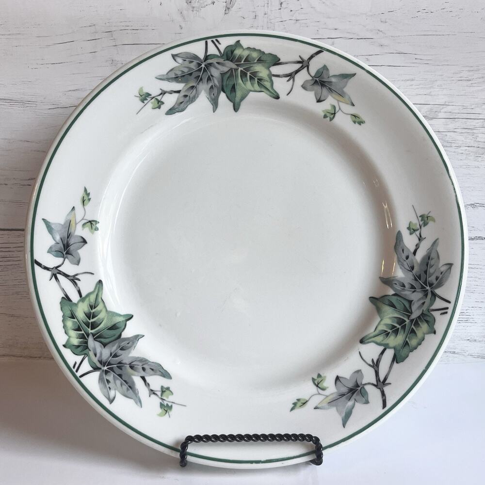 Vintage Shenango China Rimrol Green & Gray Ivy Dinner Plate
